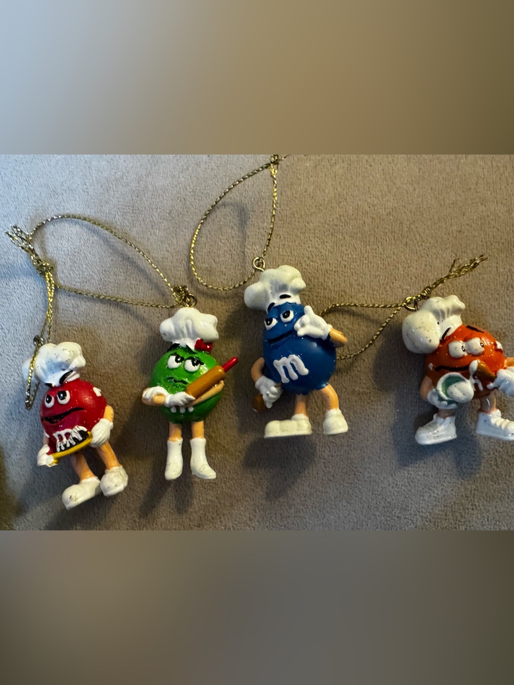 M&M'S chef mini ornament set approximately 1” - Blue, Green, Orange